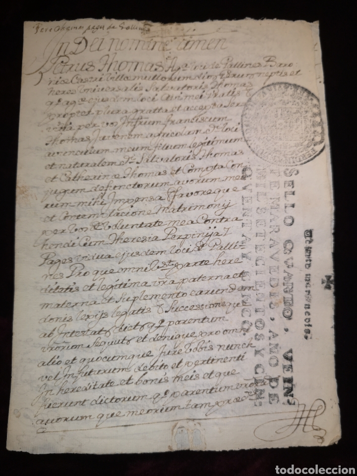 Manuscritos antigos: APOCA - MANUSCRITO - GALLINERS - (GIRONA) - A&Ntilde;O 1736 - 16 X 21 CM