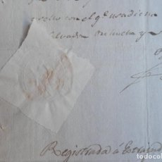 Manuscritos antiguos: SELLO LACRE ORIHUELA ALICANTE MANUSCRITO AÑO 1822 FISCAL POBRES CERTIFICADO. Lote 340946608