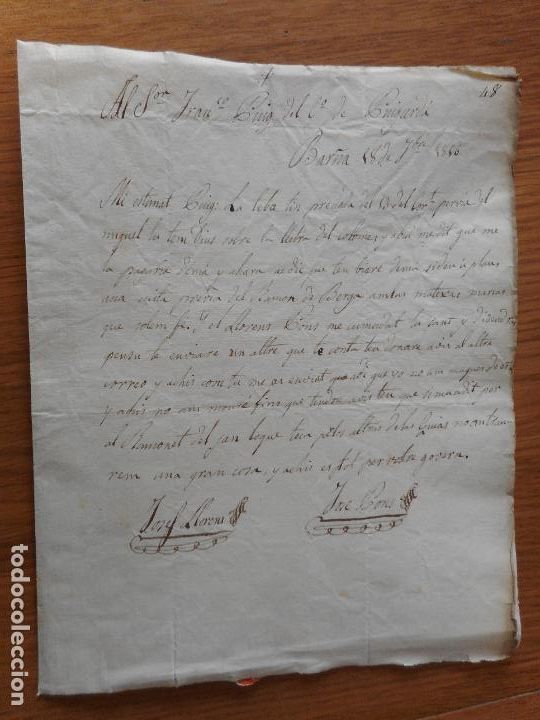 Manuscrits anciens: ANTIGUO MANUSCRITO CARTA CATALAN.FRANCISCO PUIG.PUIGCERD&Aacute;-JOSE PONS.JOSEP LLORENS.BARCELONA 1816