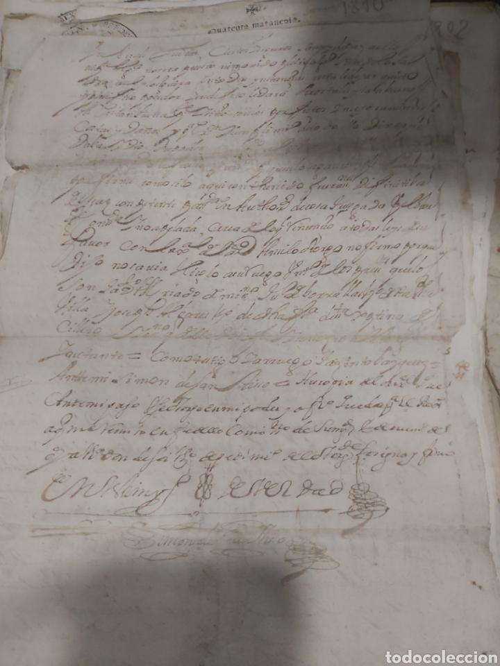 Manuscritos antiguos: a&ntilde;o 1710 documentos veinte maraved&iacute;s sello cuarto Philippe V - Foto 2