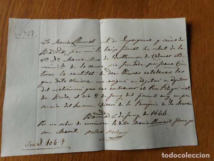 Alte Manuskripte: ANTIGUO MANUSCRITO OBRA PIA JUANA TINTORER MARIA LLEONART PEDRO PELLEGRI ESPARRAGUERA 1855