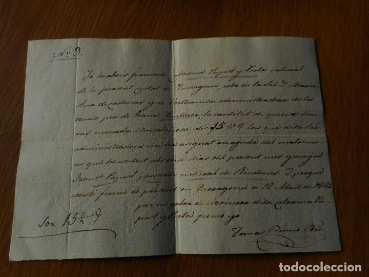 Alte Manuskripte: ANTIGUO MANUSCRITO OBRA PIA JUANA TINTORER CATARINA PAPIOL PORTA RIUDOMS TARRAGONA 1845