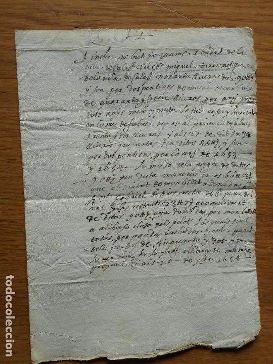 Ancient Manuscripts: ANTIGUO MANUSCRITO CATALAN JAUME ABADAL - MIGUEL TORREMITGA - VILLA DE CALAF BARCELONA 1654