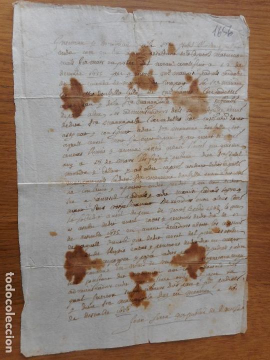 Ancient Manuscripts: ANTIGUO MANUSCRITO CATALAN VILLA DE MANRESA 1656