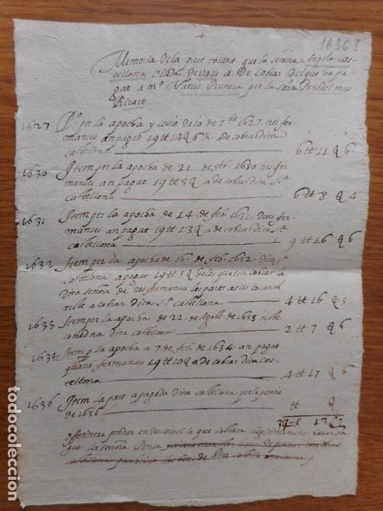 Ancient Manuscripts: ANTIGUO MANUSCRITO CATALAN ANGELA CASTELLONA - NARCIS PRUNERA VALLS TARRAGONA? 1636?