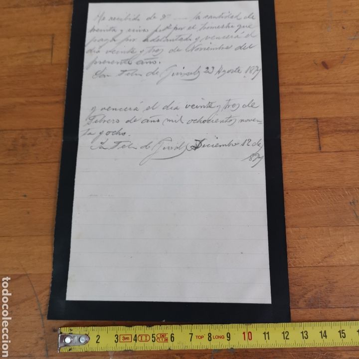 Manuscritos antiguos: Documento recibo de 1898, de St. Feliu de Gu&iacute;xols. - Foto 2