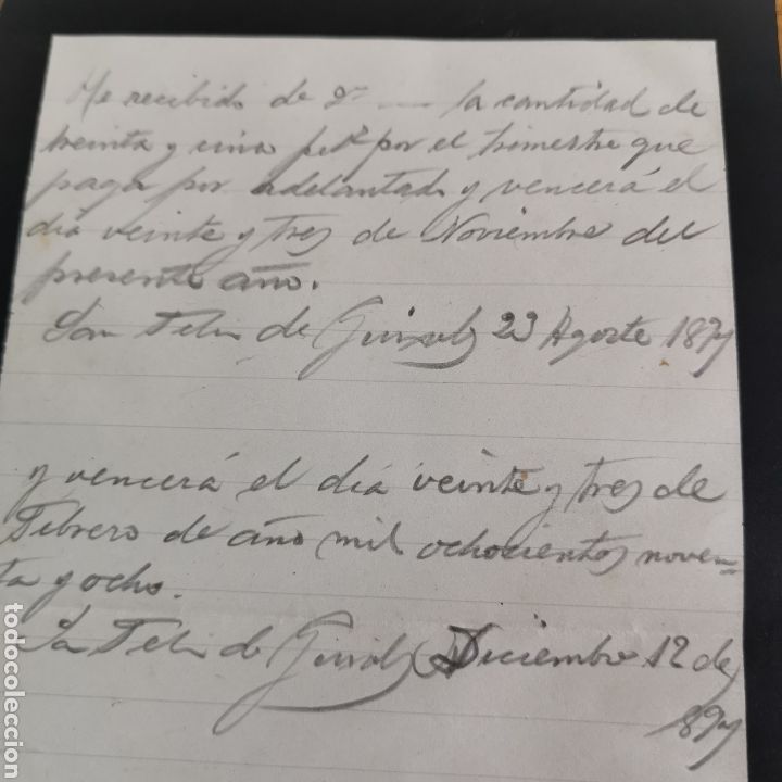 Manuscritos antiguos: Documento recibo de 1898, de St. Feliu de Gu&iacute;xols. - Foto 4
