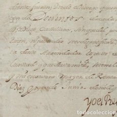 Manuscritos antiguos: 1690-ALCARAZ-JUEZ CONSERVADOR ARRENDAMIENTO DEL SERVICIO DE MILLONES-FIRMA REY CARLOS II-CASTELLANOS