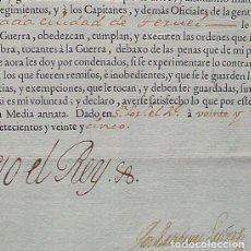 Manuscritos antiguos: AÑO 1725. TITULO CAPITAN GUERRA TERUEL-FIRMA REY FELIPE V-AL GOBERNADOR Y CABALLERO ORDEN CALATRAVA.