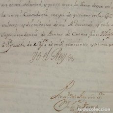 Manuscritos antiguos: 1735-CUENCA-TITULO SUPERINTENDENTE RENTAS-FIRMA REY FELIPE V-A CORREGIDOR-ADUANA-HACIENDA-SELLO 3º