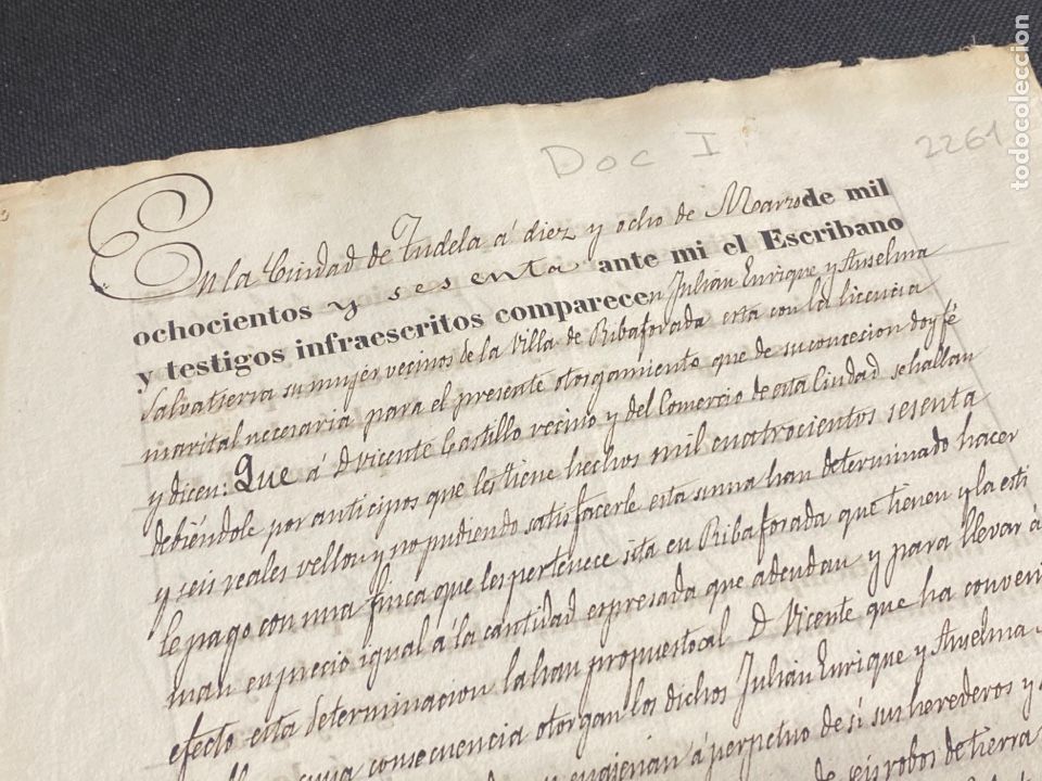 Manuscrits anciens: 1860 TUDELA. VENTA CON CARTA DE GRACIA POR UNA A&Ntilde;O PIEZA EN EBRO VIEJO. PARCIALMENTE IMPRESO.