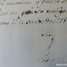 Manuscritos antiguos: 1798 ESPAÑA FIRMADO POR MIGUEL CAYETANO SOLER Y RABASSA SECRETARIO DE ESTADO Y DEL DESPACHO HACIENDA. Lote 351320784