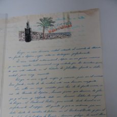 Manuscritos antiguos: TRABAJO ESCOLAR DE POSGUERRA CON DIBUJO, TANGER. Lote 359296170