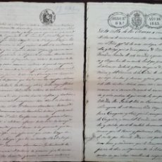 Manuscritos antigos: DOCUMENTOS MINERIA MINA SAN GABRIEL Y FLORES CUEVAS DEL ALMANZORA ALMERIA MALAGA S XIX 1843 Y 1845. Lote 360084870
