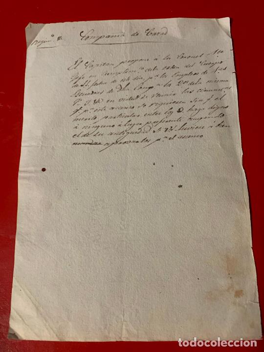 Manuscritos antiguos: Compa&ntilde;ia de Carad, propuesta de ascenso militar. Original - Foto 1