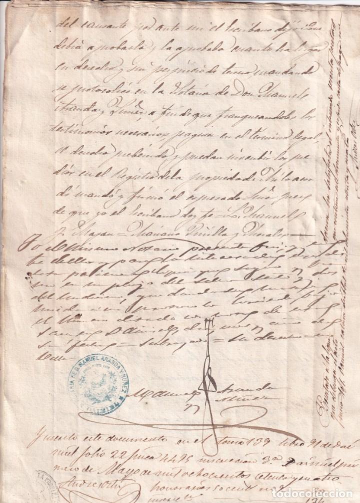 Manuscritos antiguos: Documento notarial efectuado en Daimiel Ciudad Real a&ntilde;o 1874. 6 hojas. - Foto 2