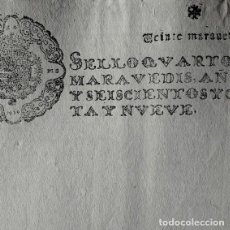 Manuscritos antiguos: AÑO 1659-PAPEL SELLADO SELLO 4º DE 20 MRS-HOJA EN BLANCO CON RARA MARCA DE AGUA-SIGLO XVII. Lote 362322990