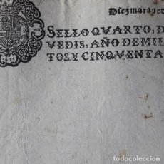 Manuscritos antiguos: AÑO 1655-PAPEL SELLADO FISCAL CON SELLO 4º DE 10 MARAVEDIS-SIGLO XVII-HOJA EN BLANCO-DOCUMENTOS. Lote 362333420
