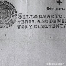 Manuscritos antiguos: AÑO 1653-PAPEL SELLADO SELLO 4º DE 10 MRS-HOJA EN BLANCO CON RARA MARCA DE AGUA-SIGLO XVII. Lote 362336375