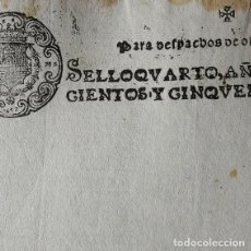 Manuscritos antiguos: AÑO 1652-PAPEL SELLADO SELLO 4º-2 MARAVEDIS-SIGLO XVII-DESPACHOS OFICIO-MANUSCRITOS-HOJA EN BLANCO. Lote 362337175