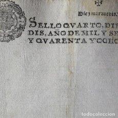 Manuscritos antiguos: AÑO 1648-PAPEL SELLADO FISCAL CON SELLO 4º DE 10 MARAVEDIS-SIGLO XVII-HOJA EN BLANCO-DOCUMENTOS. Lote 362375815