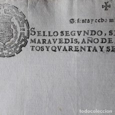 Manuscritos antiguos: AÑO 1646-PAPEL SELLADO FISCAL CON SELLO 2º DE 68 MRS-SIGLO XVII-HOJA EN BLANCO- ÉPOCA REY FELIPE IV.. Lote 362380390