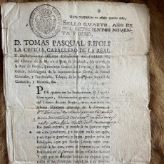 Manuscritos antiguos: ESCRITURA DE PRIVILEGIOS: LANA, TABACO...DE 1812 CON DOS SELLOS FISCALES DE 1798. Lote 365819021