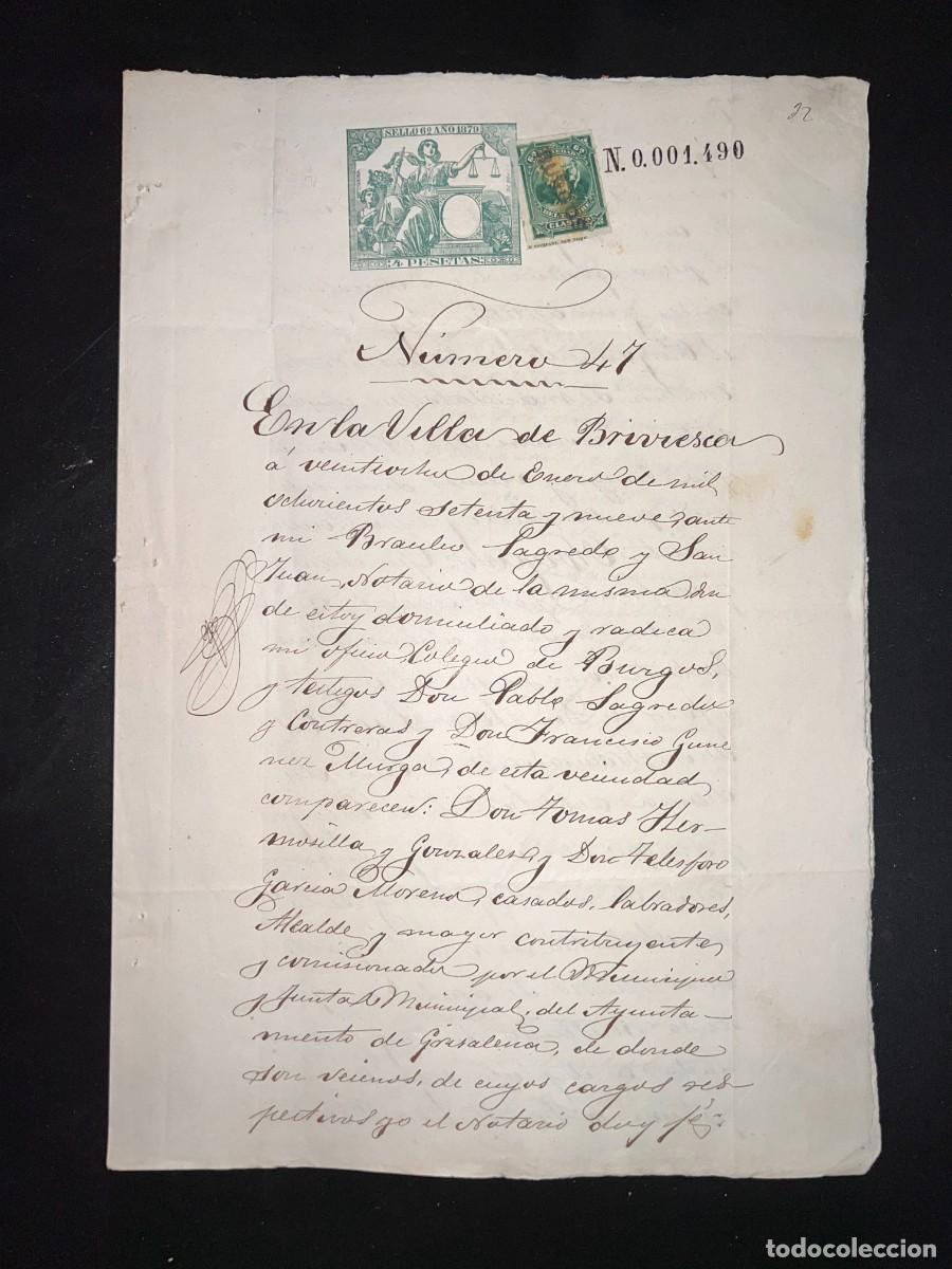 Manuscritos antiguos: BRIVIESCA - BURGOS, 1879. PODER PARA PLEITOS.VER FOTOS - Foto 1