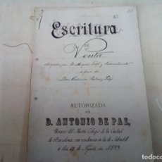 Manuscritos antiguos: MANUSCRITO ESCRITURA DE VENTA AÑO 1899 SABADELL , SELLOS IMPUESTO DE GUERRA 5 Y 10 CTS.. Lote 373631939