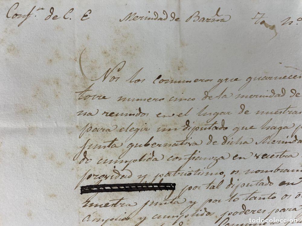 Manuscritos antiguos: DOCUMENTO DE ELECCI&Oacute;N DEL DIPUTADO MERINDAD DE BARCELONA. FDO ALCALDE. 1823 - Foto 3