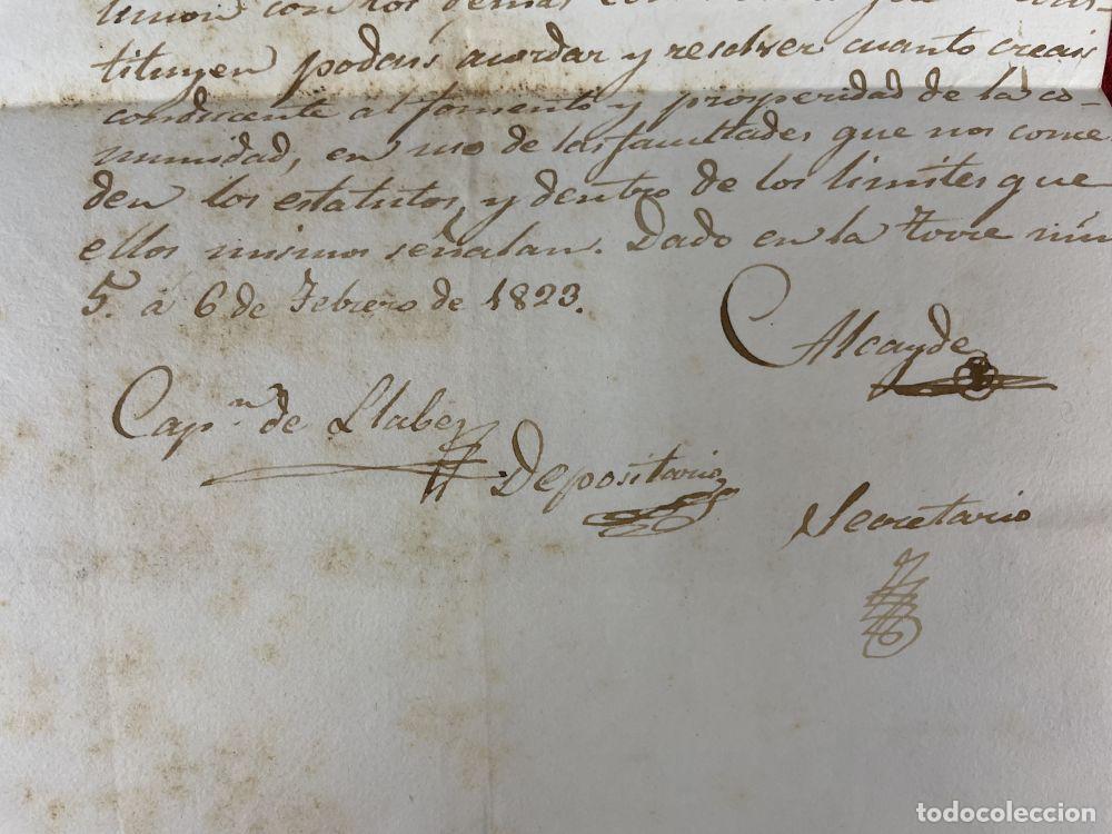 Manuscritos antiguos: DOCUMENTO DE ELECCI&Oacute;N DEL DIPUTADO MERINDAD DE BARCELONA. FDO ALCALDE. 1823 - Foto 20