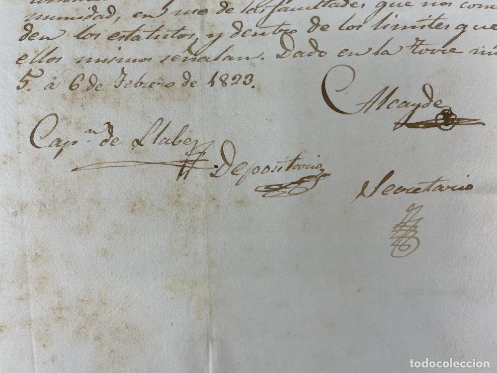 Manuscritos antiguos: DOCUMENTO DE ELECCI&Oacute;N DEL DIPUTADO MERINDAD DE BARCELONA. FDO ALCALDE. 1823 - Foto 21