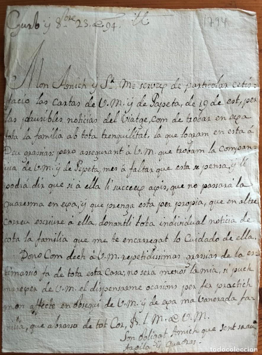 Manuscritos antiguos: La Bisbal de lEmpord&agrave;. Documentaci&oacute; de Benet de Marimon (1793-1796). - Foto 3