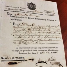 Manuscritos antiguos: RENTAS ESTANCADAS - RENTA 3 % HIPOTECAS - ADMON DE PUERTO DE SANTA MARIA - 1845. Lote 376466094