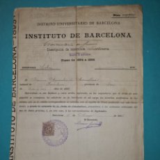 Manuscritos antiguos: INSTITUTO DE BARCELONA - MATRICULA CURSO 1894-1895 - FISCAL TIMBRE MOVIL 10 CTS.