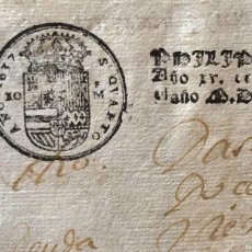 Manuscritos antiguos: AÑO 1637. SELLO CUARTO DEL PRIMER AÑO DEL PAPEL TIMBRADO ESPAÑOL.