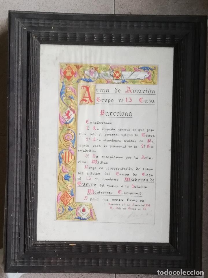 Manuscritos antiguos: ARMA DE AVIACI&Oacute;N GRUPO N&ordm;13 CAZA BARCELONA A MONTSERRAT CAMPMAJ&Oacute; 1933 AVIACI&Oacute;N REP&Uacute;BLICA