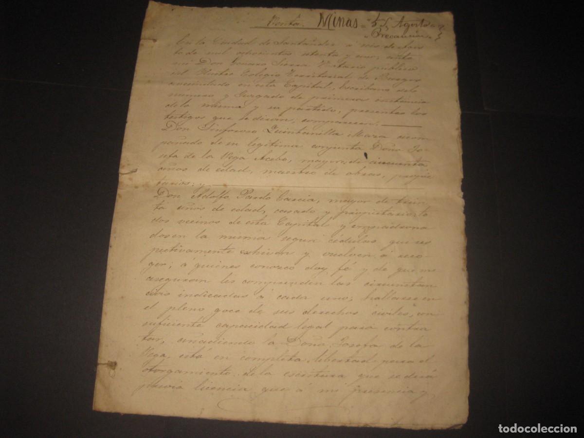 Manuscritos antiguos: ANTIGUO DOCUMENTO MANUSCRITO SOBRE MINAS - Foto 1