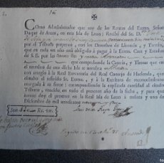 Manuscritos antiguos: ISLA DE LEÓN CÁDIZ AÑO 1796 DUQUE DE ARCOS, DERECHOS DE LICENCIA Y TANTEO.. Lote 391821314