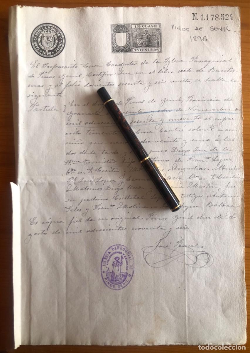Manuscritos antiguos: PINOS GENIL- GRANADA- MANUSCRITO- 1896 - Foto 1