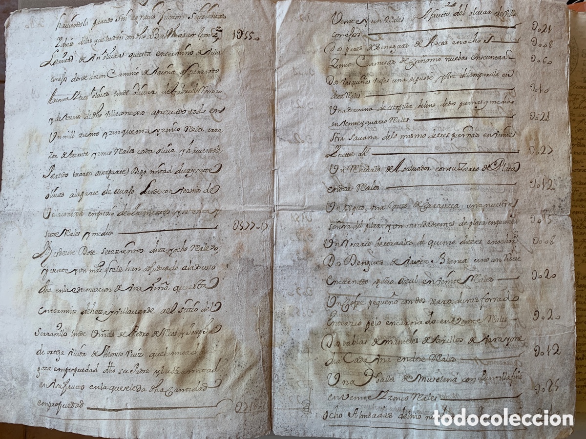 Manuscritos antiguos: Carta de dote - Chinch&oacute;n - A&ntilde;o 1732 - Foto 3