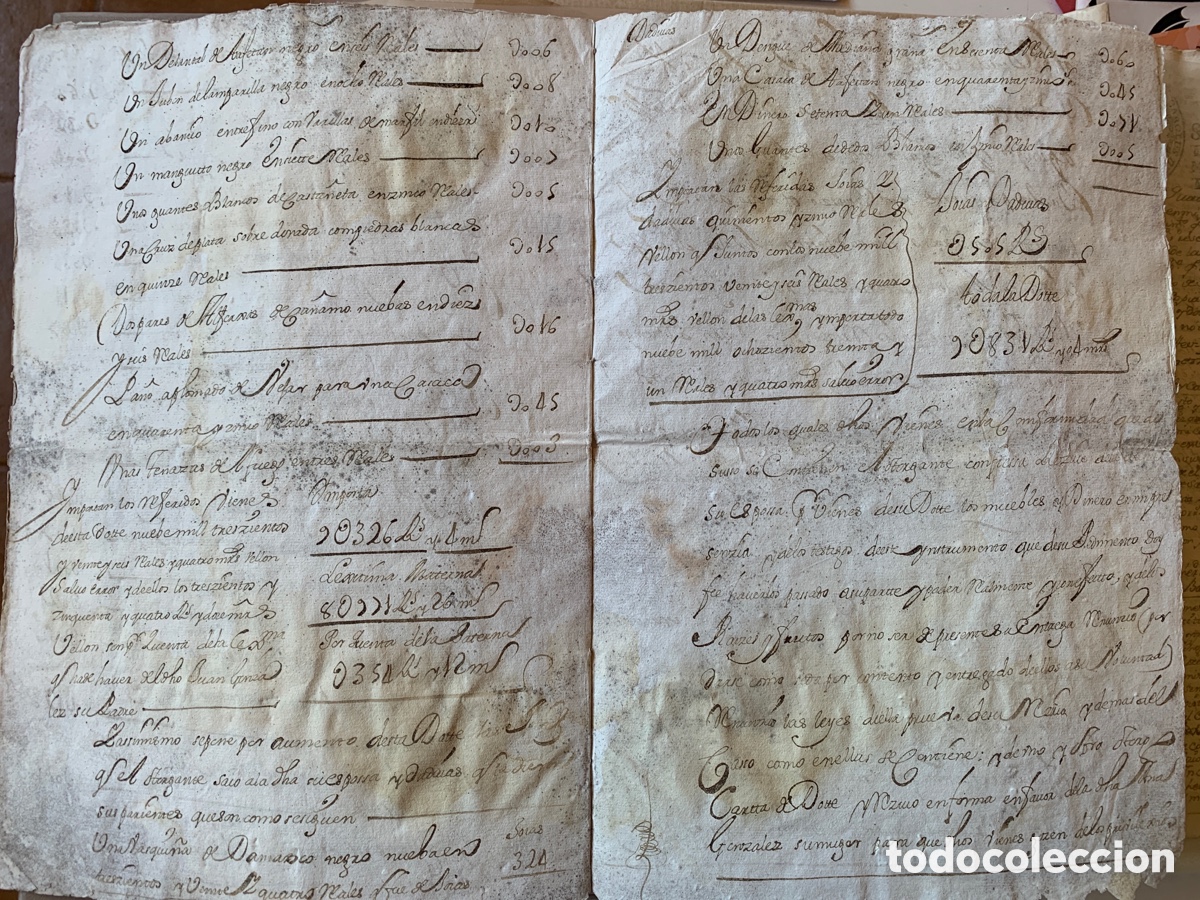 Manuscritos antiguos: Carta de dote - Chinch&oacute;n - A&ntilde;o 1732 - Foto 5