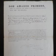 Manuscritos antiguos: FIRMA REY AMADEO I AÑO 1872 CONCESIÓN CRUZ MILITAR DE 1ª CLASE. Lote 399093144