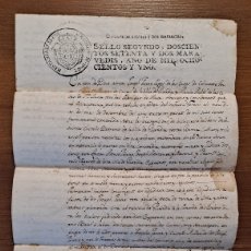 Manuscritos antiguos: DOCUMENTO MANUSCRITO PAPEL TIMBRADO SELLO 2º 272 MARAVEDIS AÑO DE 1801. Lote 401025149