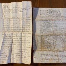 Manuscritos antiguos: 2 DOCUMENTOS MANUSCRITOS PAPEL TIMBRADO SELLO 4º 40 MS AÑOS 1801 - 1825. Lote 401047729