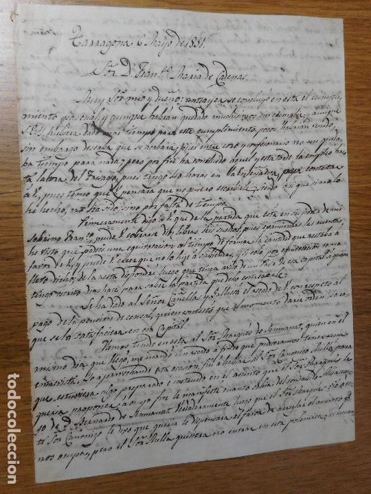 Ancient Manuscripts: ANTIGUO MANUSCRITO CARTA FRANCISCO MARIA CADENAS- ANTONIO ARBOIX. MARQUES SENTMENAT TARRAGONA 1851