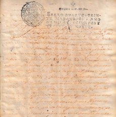 Manuscritos antiguos: 1739 MURVIEDRO SAGUNTO (CASTELLON) SELLO FISCAL 4º 20 MRS DOCUMENTO MANUSCRITO
