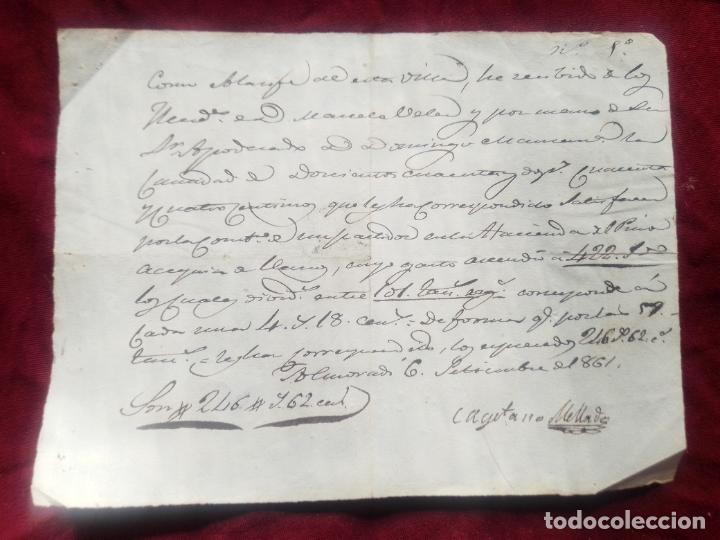 Manuscritos antiguos: Almorad&iacute;, Alicante. Recibo de 1861 - Foto 1
