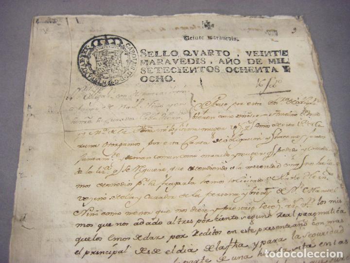 Manuscritos antiguos: Documentos de Hipoteca y Testamento de Coru&ntilde;a. 1788. - Foto 2