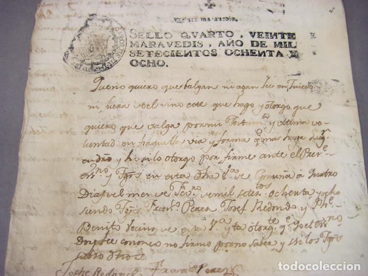 Manuscritos antiguos: Documentos de Hipoteca y Testamento de Coru&ntilde;a. 1788. - Foto 4